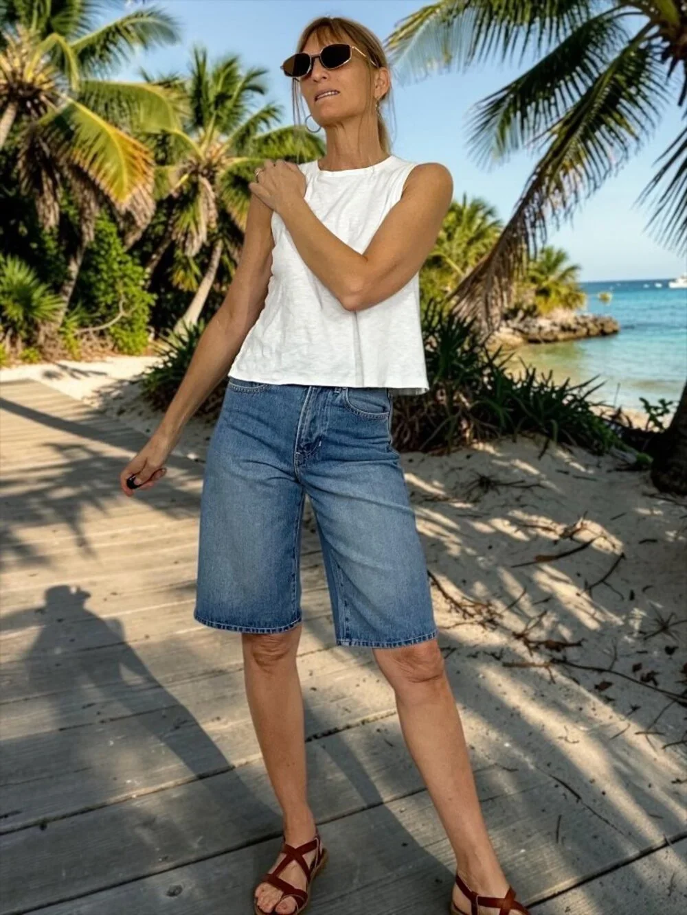 Veronica Beard Charlotte High Rise Bermuda Denim Shorts 24 Jorts Blue NEW